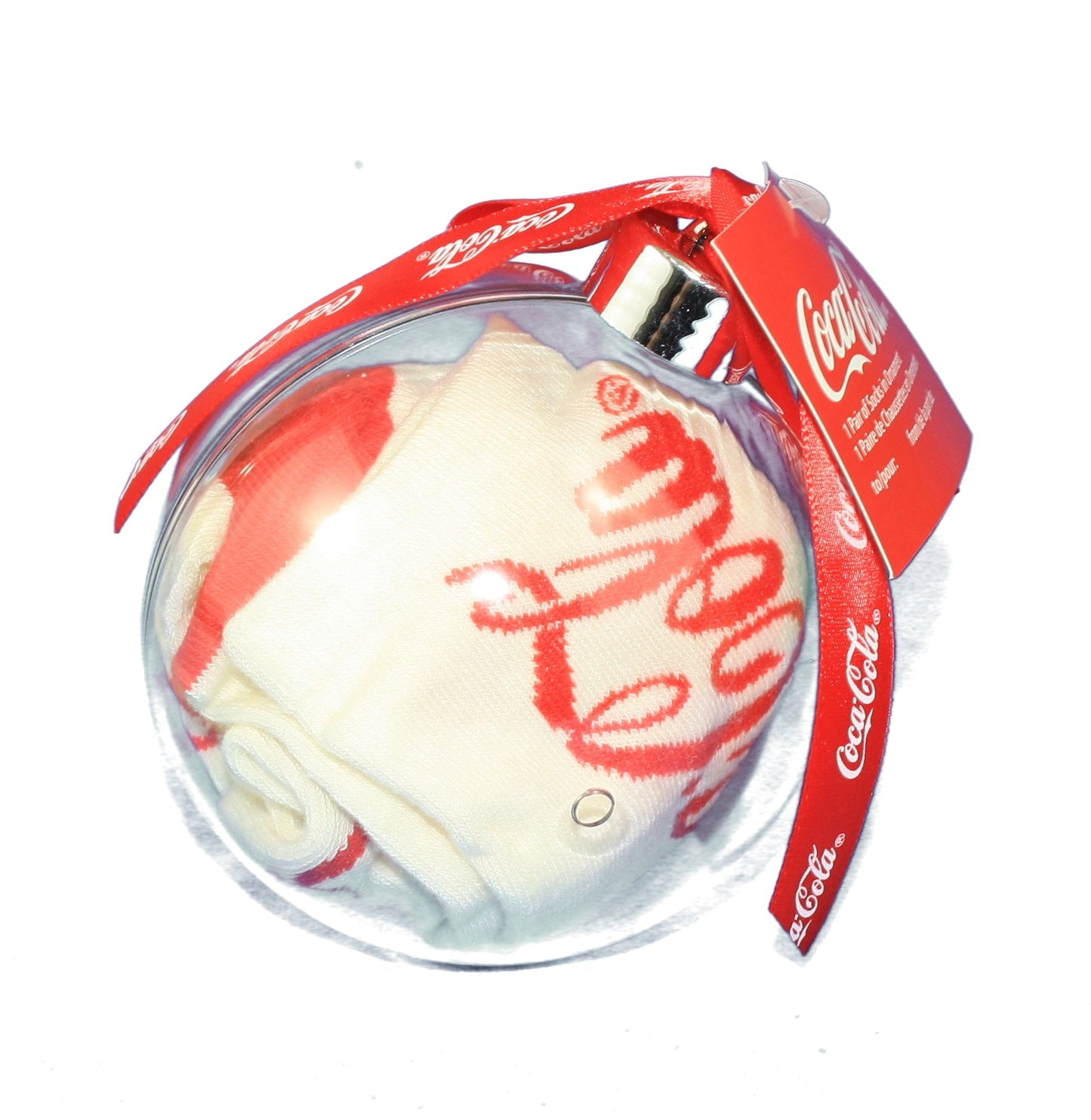 Coca-Cola Socks In Acrylic Ball - White - Tampa Home & Garden Store