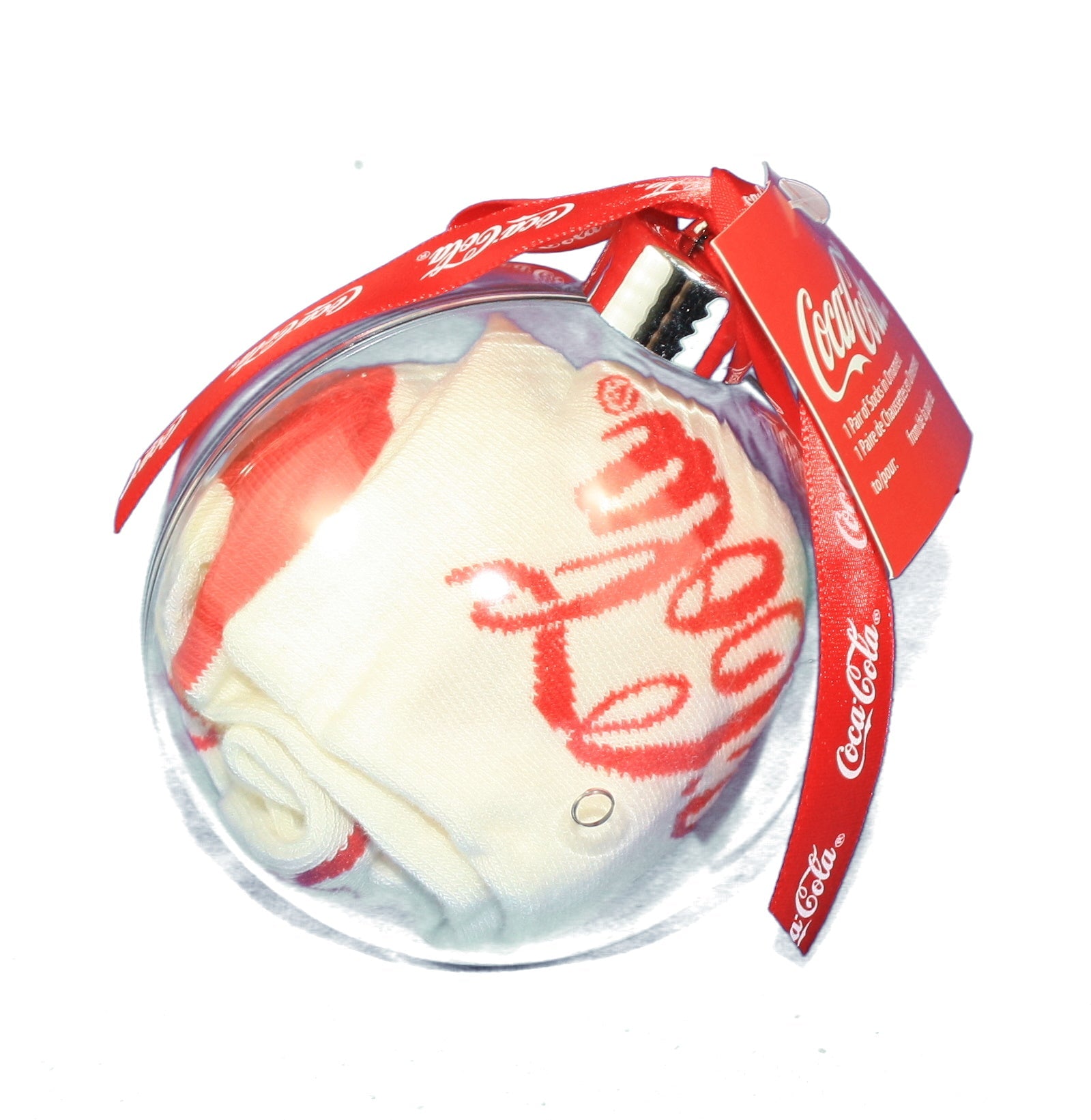 Coca-Cola Socks In Acrylic Ball - White - Tampa Home & Garden Store