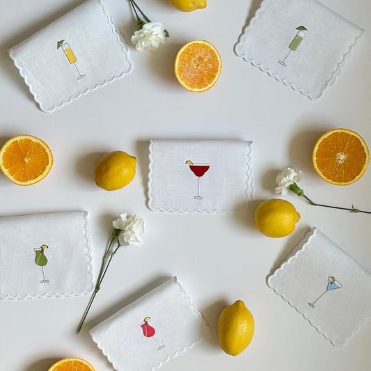 Serviettes de cocktail brodées (lot de 6)