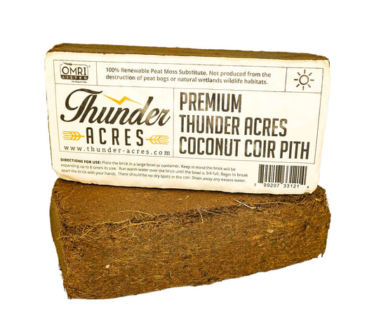 Thunder Acres Coco Coir Brick, OMRI Listed coconut coir block in natural brown on Tampa Home & Garden Store