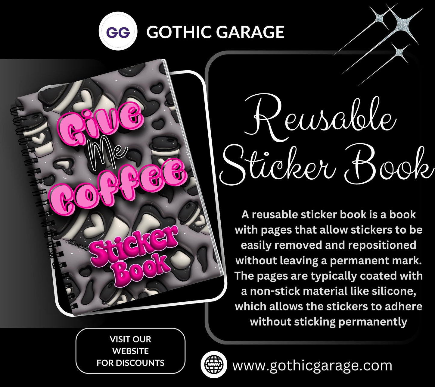 Coffee Addiction Reusable Sticker Book, Perfect Fun Gift to Personalize for Coffee Lovers & Sticker Collectors - Tampa Home & Garden Store
