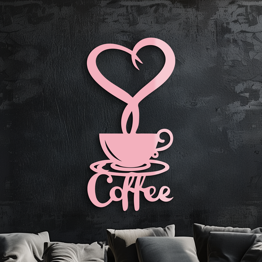 Coffee Cup Heart Metal Wall Art – Modern Coffee Lover Kitchen Decor -KAFGP131 - Tampa Home & Garden Store