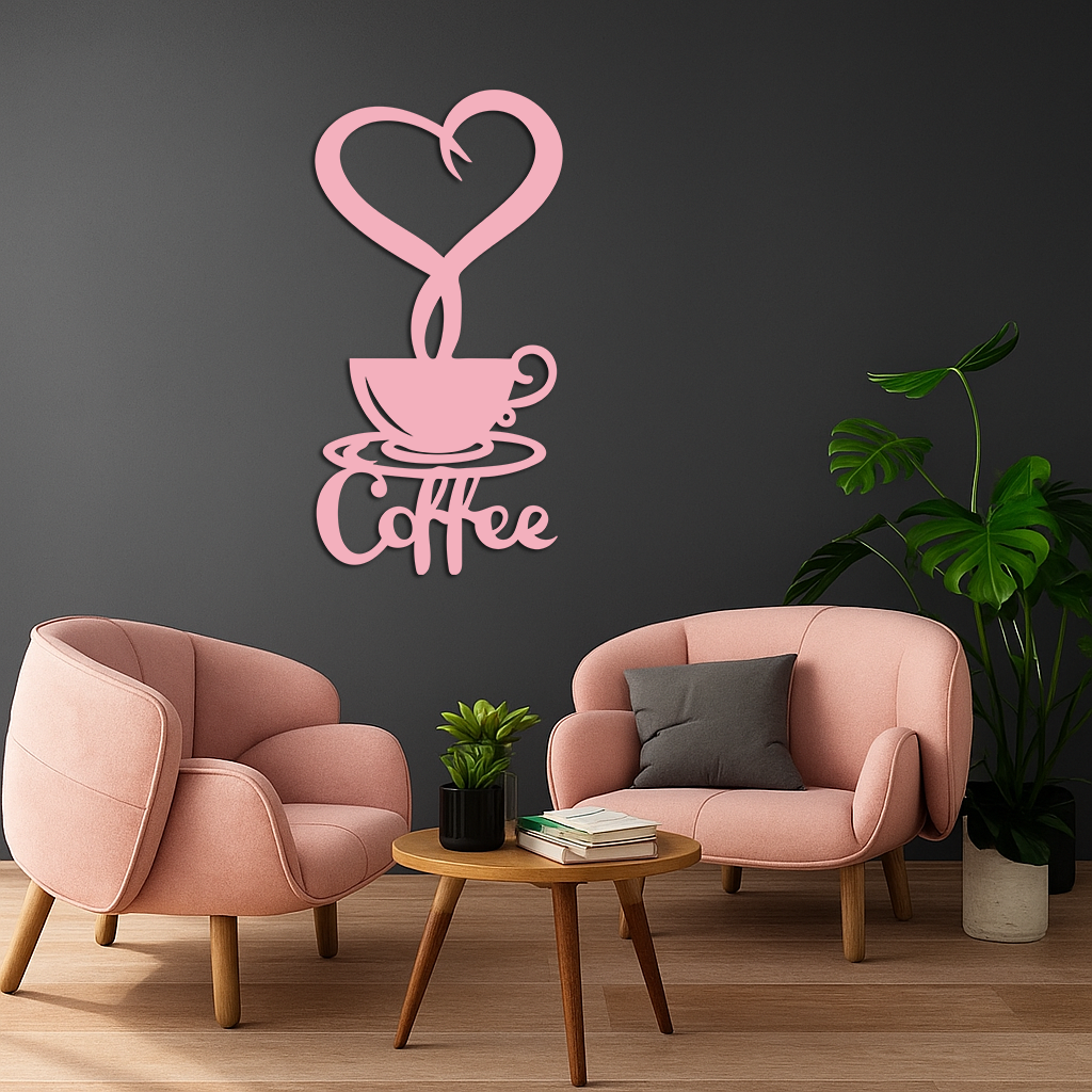 Coffee Cup Heart Metal Wall Art – Modern Coffee Lover Kitchen Decor -KAFGP131 - Tampa Home & Garden Store