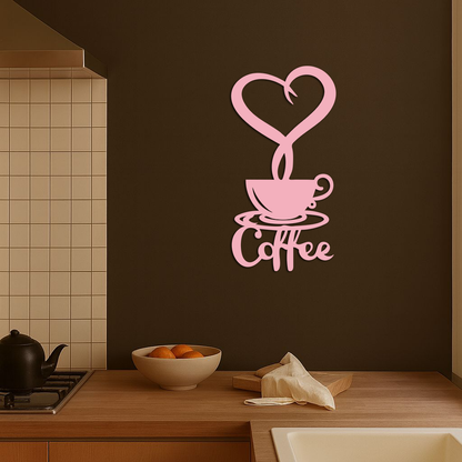 Coffee Cup Heart Metal Wall Art – Modern Coffee Lover Kitchen Decor -KAFGP131 - Tampa Home & Garden Store