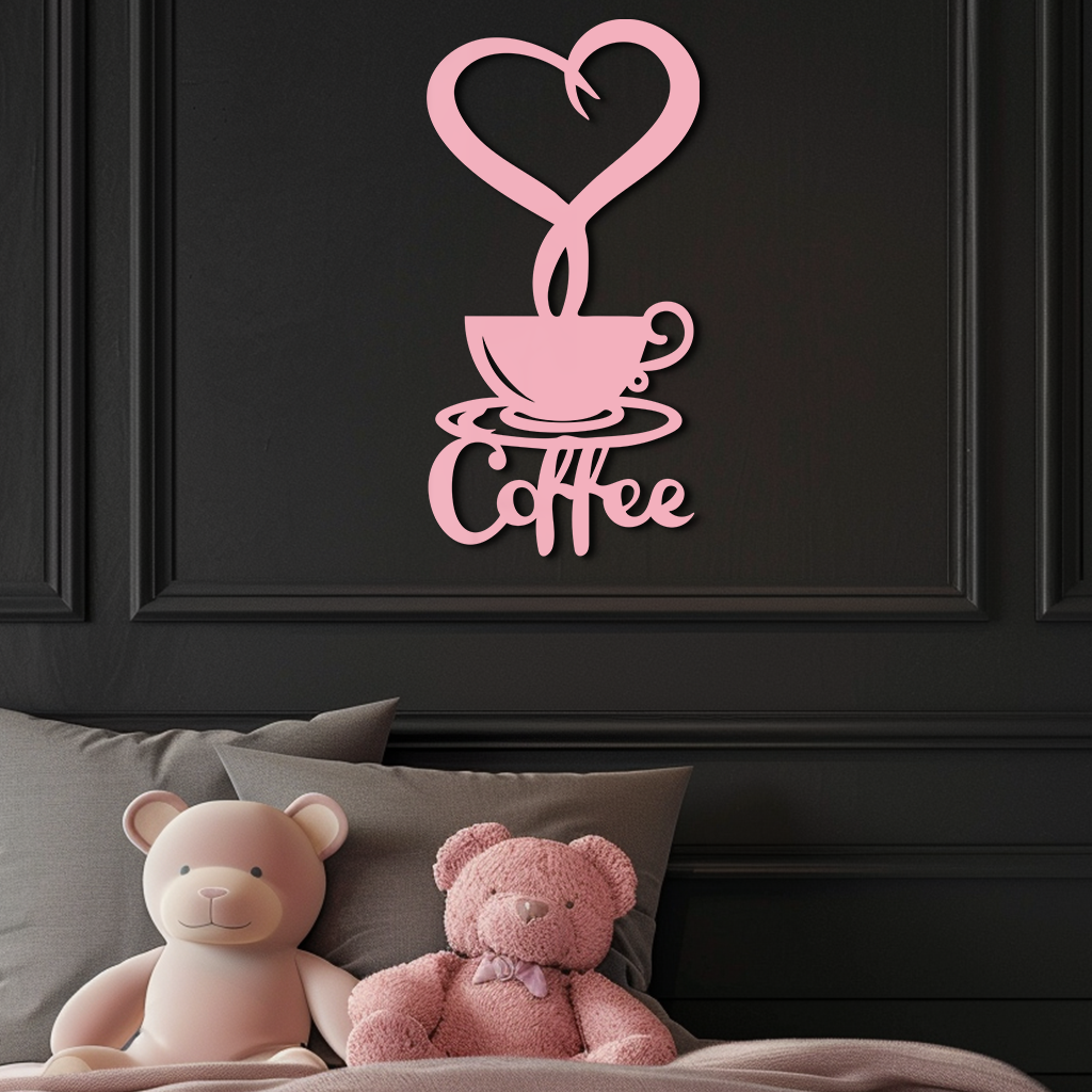 Coffee Cup Heart Metal Wall Art – Modern Coffee Lover Kitchen Decor -KAFGP131 - Tampa Home & Garden Store