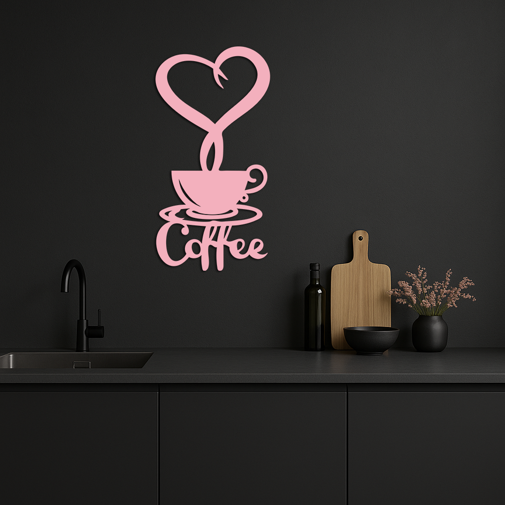 Coffee Cup Heart Metal Wall Art – Modern Coffee Lover Kitchen Decor -KAFGP131 - Tampa Home & Garden Store