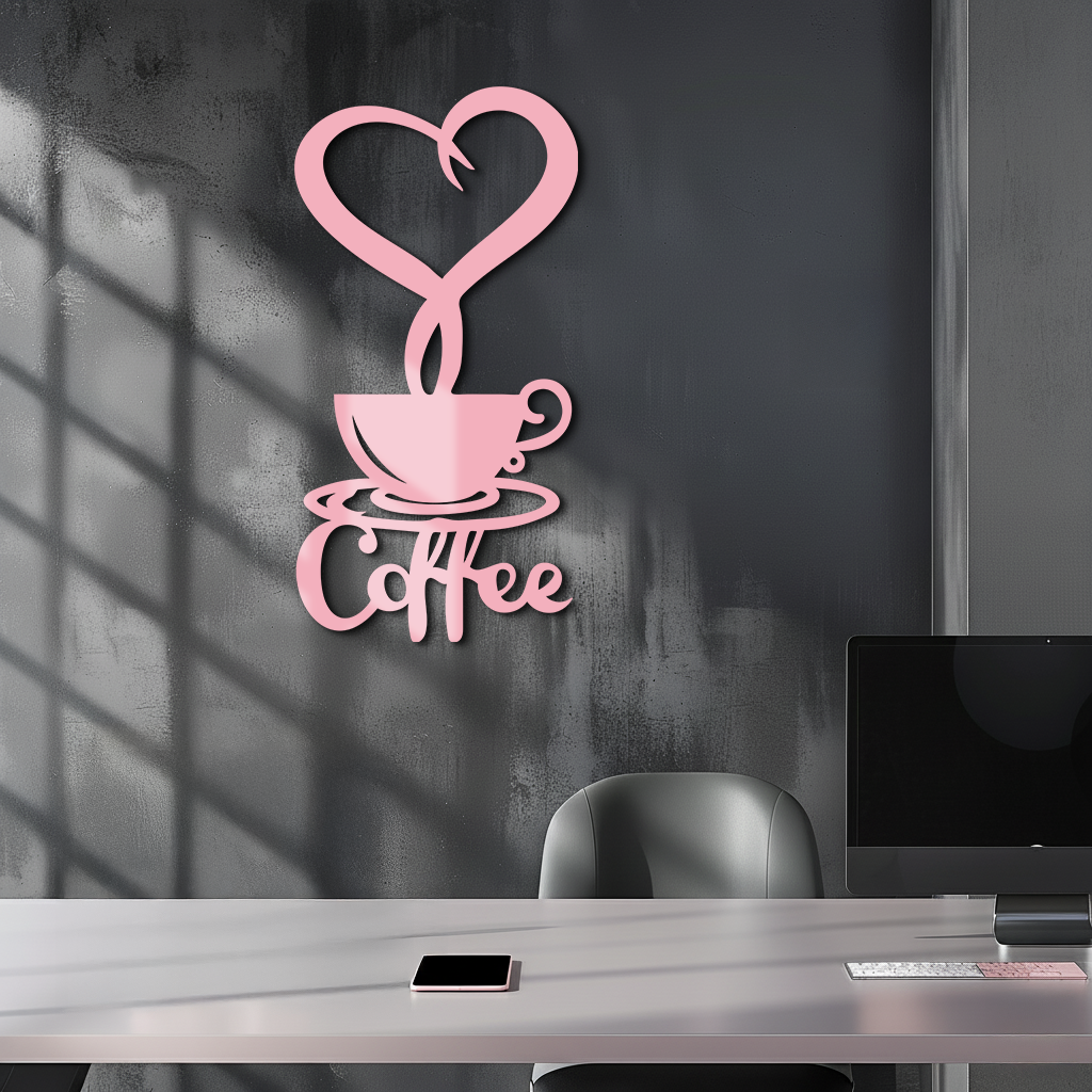 Coffee Cup Heart Metal Wall Art – Modern Coffee Lover Kitchen Decor -KAFGP131 - Tampa Home & Garden Store