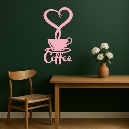 Coffee Cup Heart Metal Wall Art – Modern Coffee Lover Kitchen Decor -KAFGP131 - Tampa Home & Garden Store