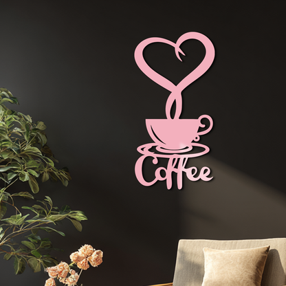 Coffee Cup Heart Metal Wall Art – Modern Coffee Lover Kitchen Decor -KAFGP131 - Tampa Home & Garden Store