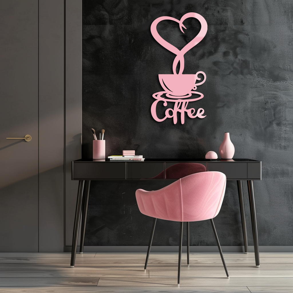 Coffee Cup Heart Metal Wall Art – Modern Coffee Lover Kitchen Decor -KAFGP131 - Tampa Home & Garden Store