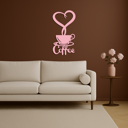 Coffee Cup Heart Metal Wall Art – Modern Coffee Lover Kitchen Decor -KAFGP131 - Tampa Home & Garden Store
