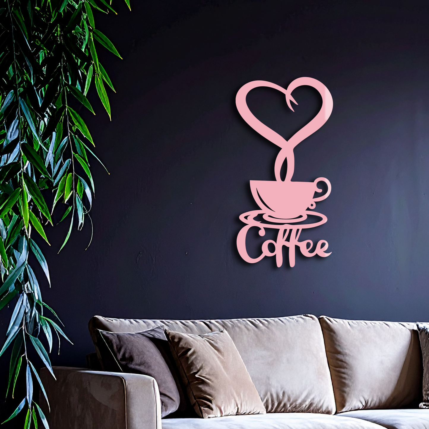 Coffee Cup Heart Metal Wall Art – Modern Coffee Lover Kitchen Decor -KAFGP131 - Tampa Home & Garden Store