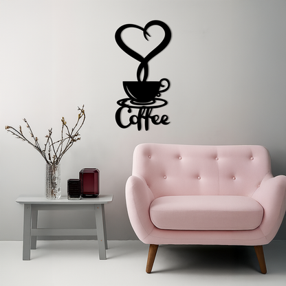 Coffee Cup Heart Metal Wall Art – Modern Coffee Lover Kitchen Decor -KAFGP131 - Tampa Home & Garden Store