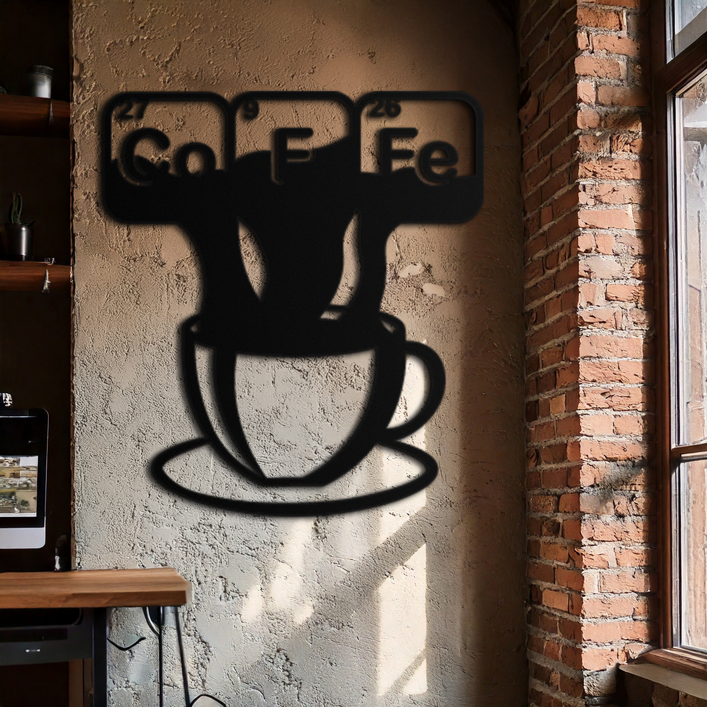 Coffee Elements Chemistry Metal Wall Art – Scientific Coffee Cup Black Steel Decor for Kitchens, Cafés, and Offices- KAF462 - Tampa Home & Garden Store