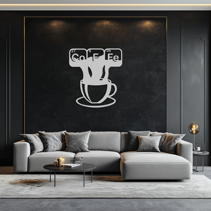 Coffee Elements Chemistry Metal Wall Art – Scientific Coffee Cup Black Steel Decor for Kitchens, Cafés, and Offices- KAF462 - Tampa Home & Garden Store