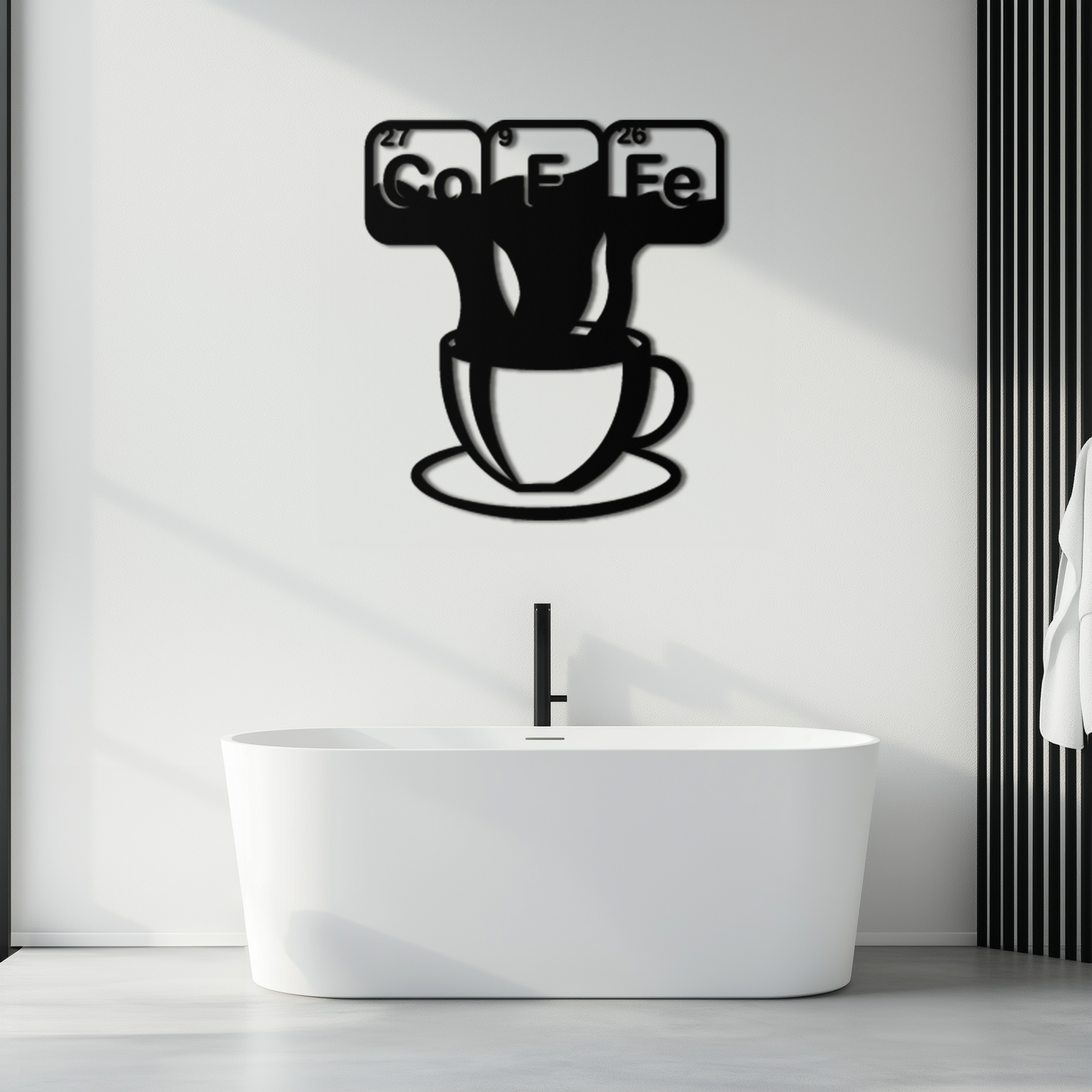 Coffee Elements Chemistry Metal Wall Art – Scientific Coffee Cup Black Steel Decor for Kitchens, Cafés, and Offices- KAF462 - Tampa Home & Garden Store