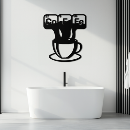 Coffee Elements Chemistry Metal Wall Art – Scientific Coffee Cup Black Steel Decor for Kitchens, Cafés, and Offices- KAF462 - Tampa Home & Garden Store