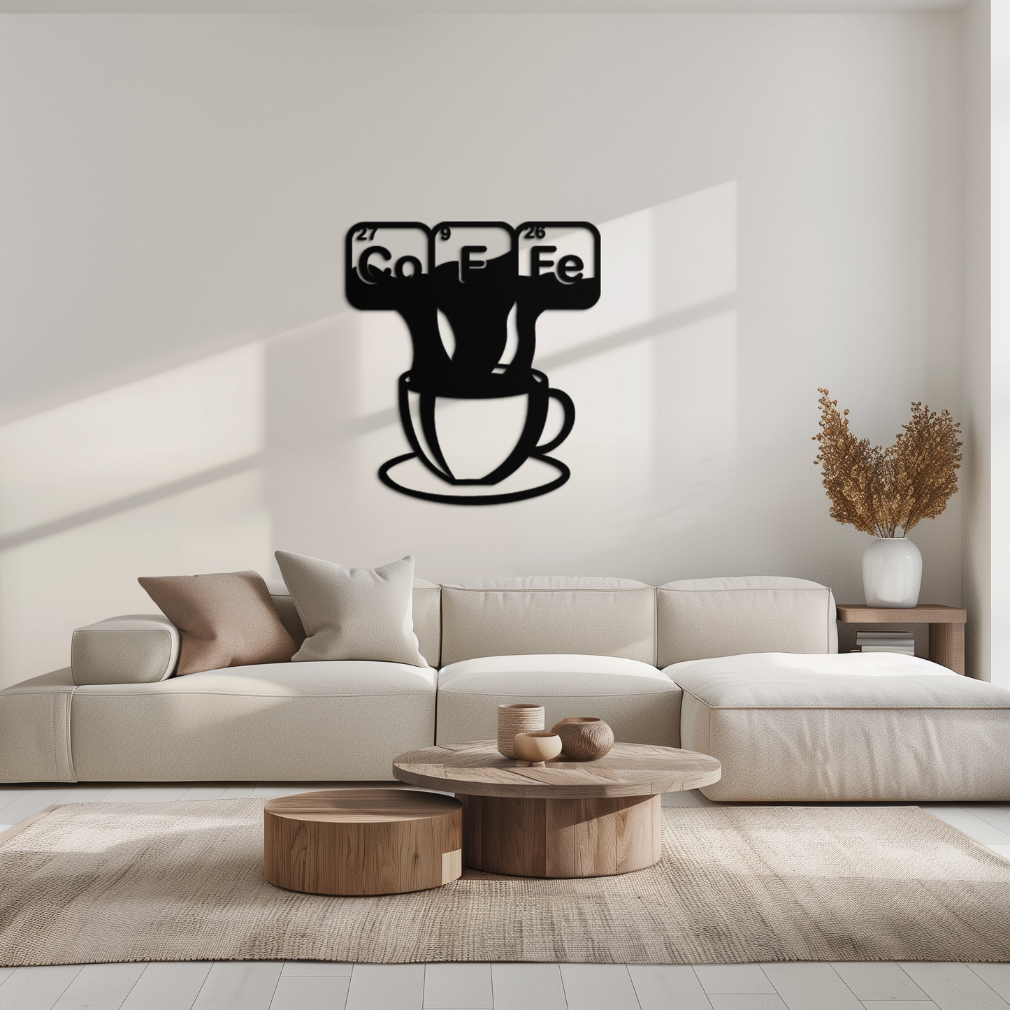 Coffee Elements Chemistry Metal Wall Art – Scientific Coffee Cup Black Steel Decor for Kitchens, Cafés, and Offices- KAF462 - Tampa Home & Garden Store
