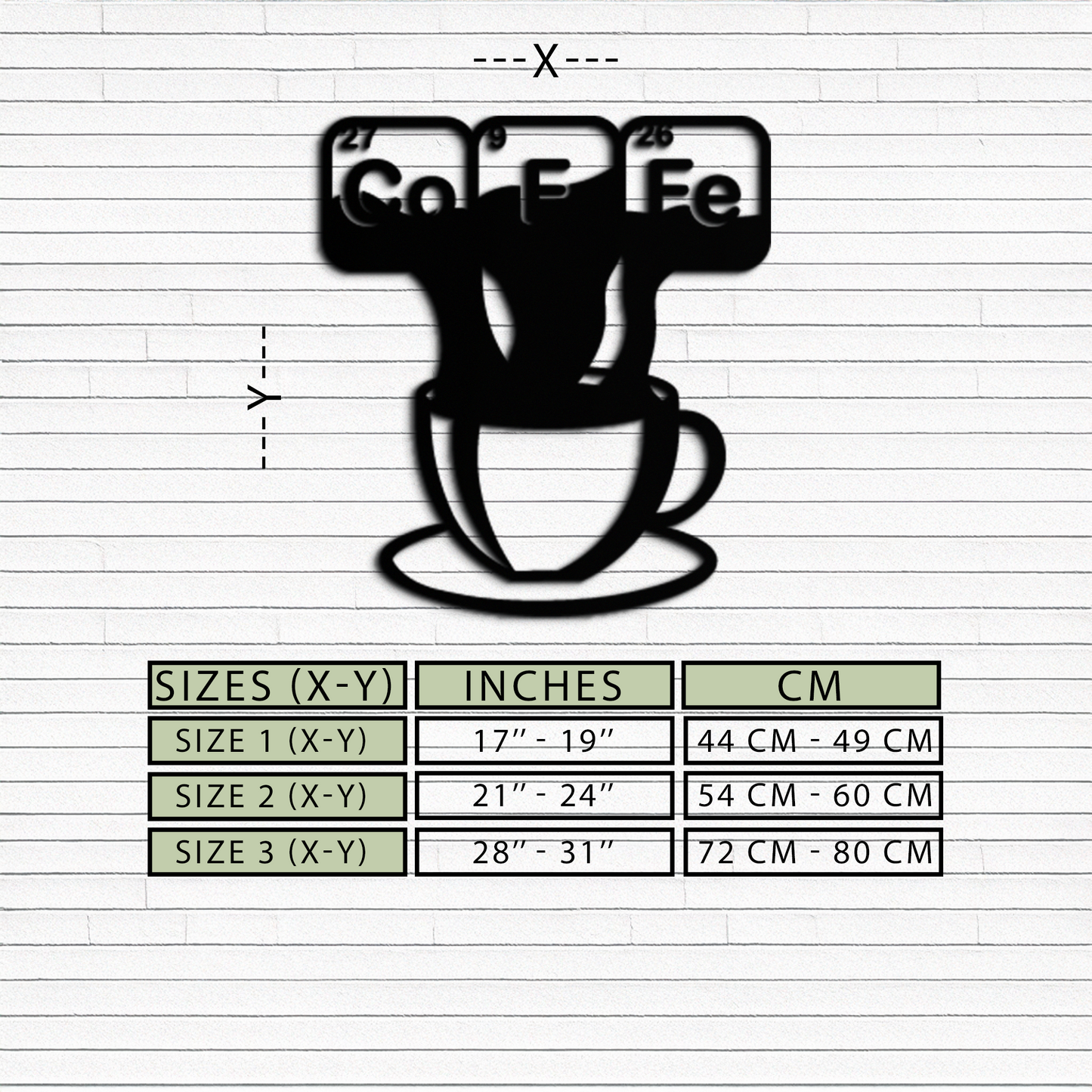 Coffee Elements Chemistry Metal Wall Art – Scientific Coffee Cup Black Steel Decor for Kitchens, Cafés, and Offices- KAF462 - Tampa Home & Garden Store
