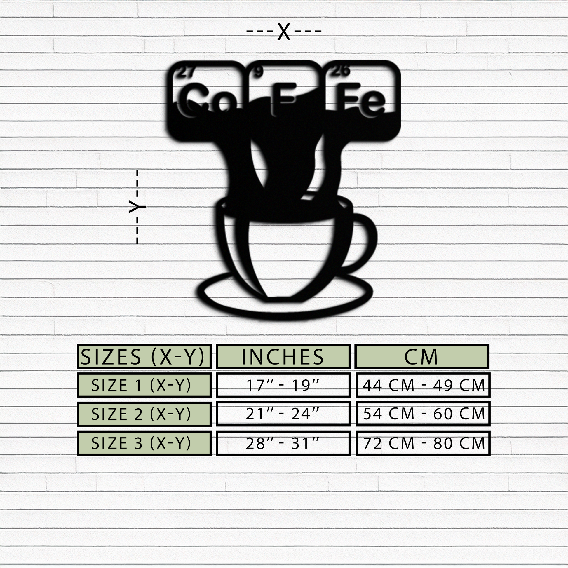 Coffee Elements Chemistry Metal Wall Art – Scientific Coffee Cup Black Steel Decor for Kitchens, Cafés, and Offices- KAF462 - Tampa Home & Garden Store