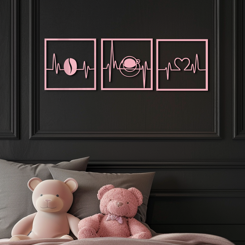 Coffee Heartbeat Metal Wall Art – 3 Panel Espresso Lover Decor - KAFGP128 - Tampa Home & Garden Store