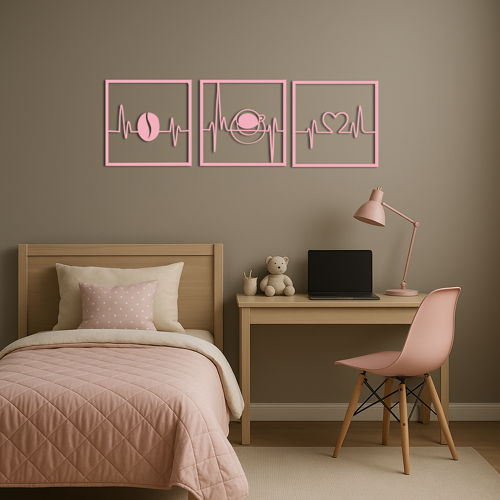 Coffee Heartbeat Metal Wall Art – 3 Panel Espresso Lover Decor - KAFGP128 - Tampa Home & Garden Store