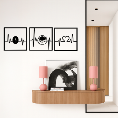 Coffee Heartbeat Metal Wall Art – 3 Panel Espresso Lover Decor - KAFGP128 - Tampa Home & Garden Store