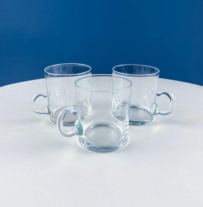 Coffee Tea Hand Blown Cups for Juice Punch Espresso Matcha or Irish Coffee. Set of 6. Loop Handles. Modern Glassware. Dining Room Decor. - Tampa Home & Garden Store