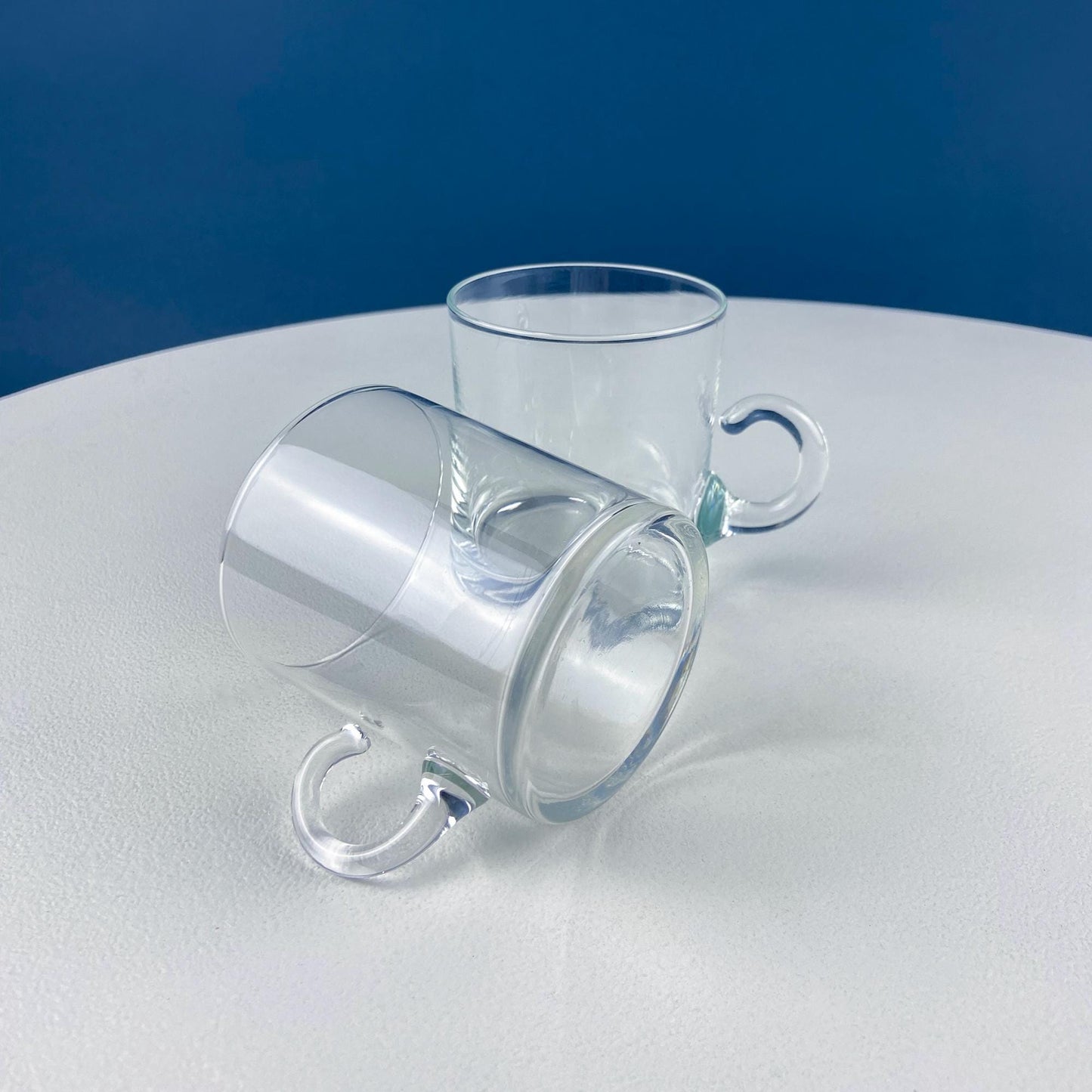 Coffee Tea Hand Blown Cups for Juice Punch Espresso Matcha or Irish Coffee. Set of 6. Loop Handles. Modern Glassware. Dining Room Decor. - Tampa Home & Garden Store