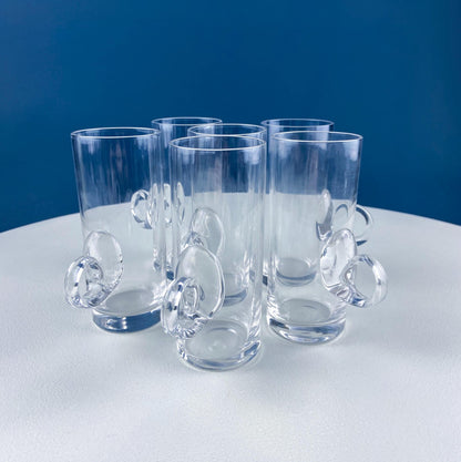 Coffee Tea Hand Blown Cups for Juice Punch Espresso Matcha or Irish Coffee. Set of 6. Loop Handles. Modern Glassware. Dining Room Decor. - Tampa Home & Garden Store