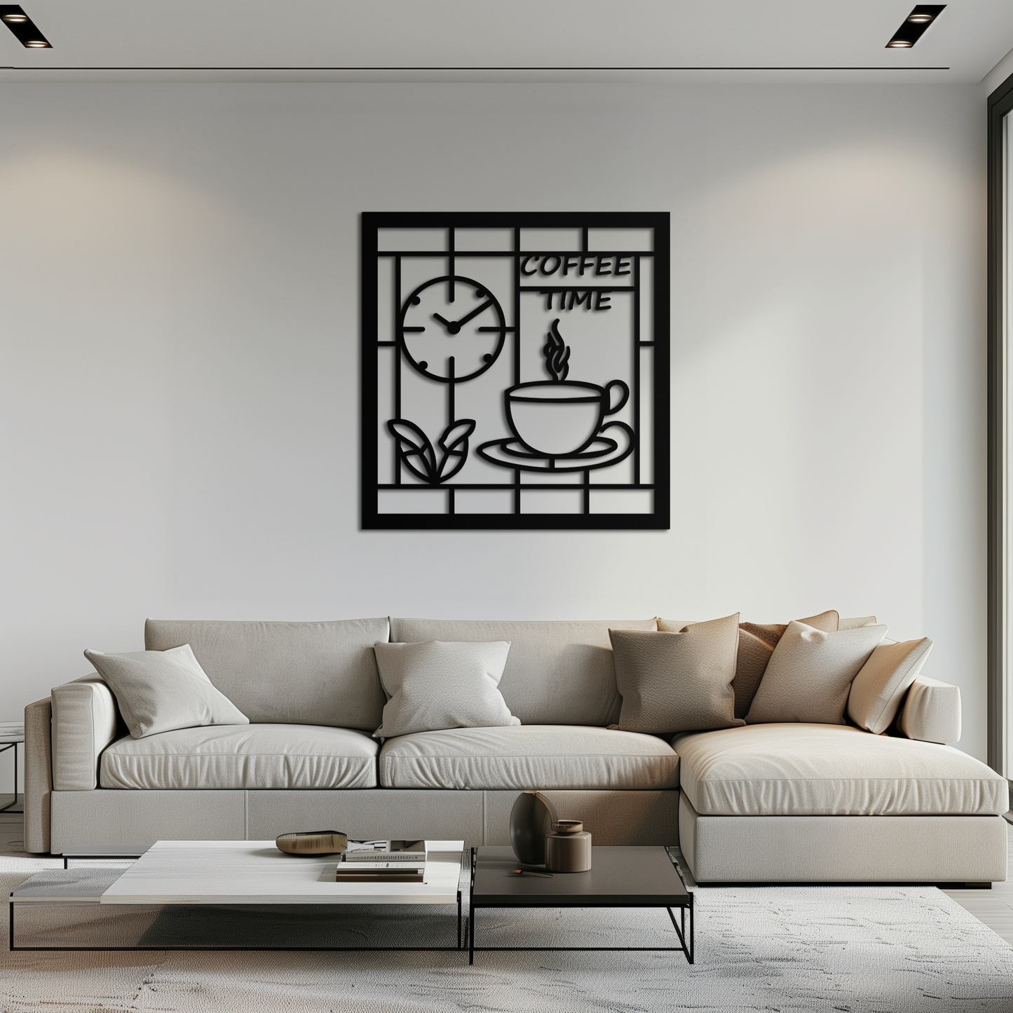 Coffee Time Metal Wall Art – Coffee Cup and Clock Design for Kitchen and Cafe Decor- KAF360 - Tampa Home & Garden Store