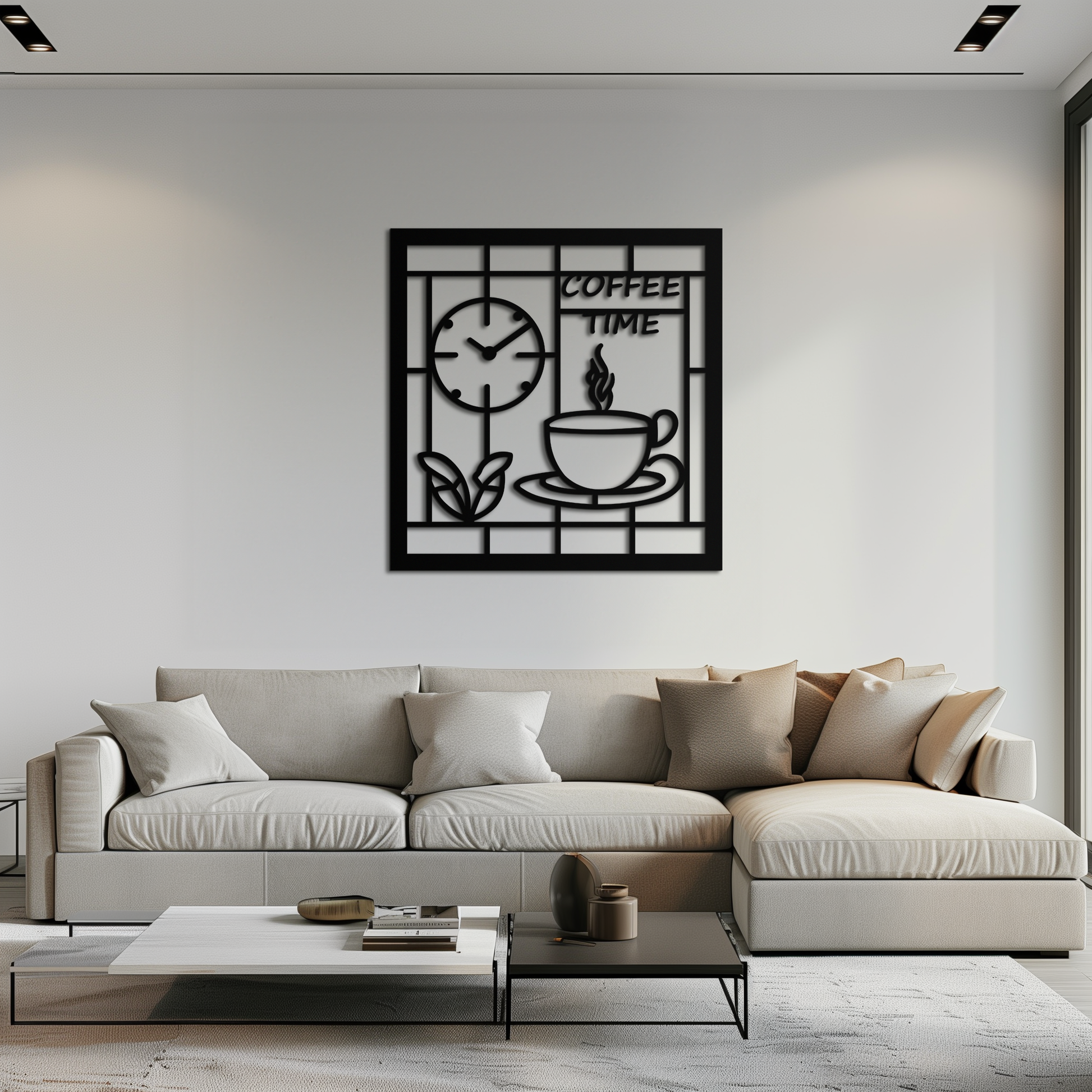 Coffee Time Metal Wall Art – Coffee Cup and Clock Design for Kitchen and Cafe Decor- KAF360 - Tampa Home & Garden Store