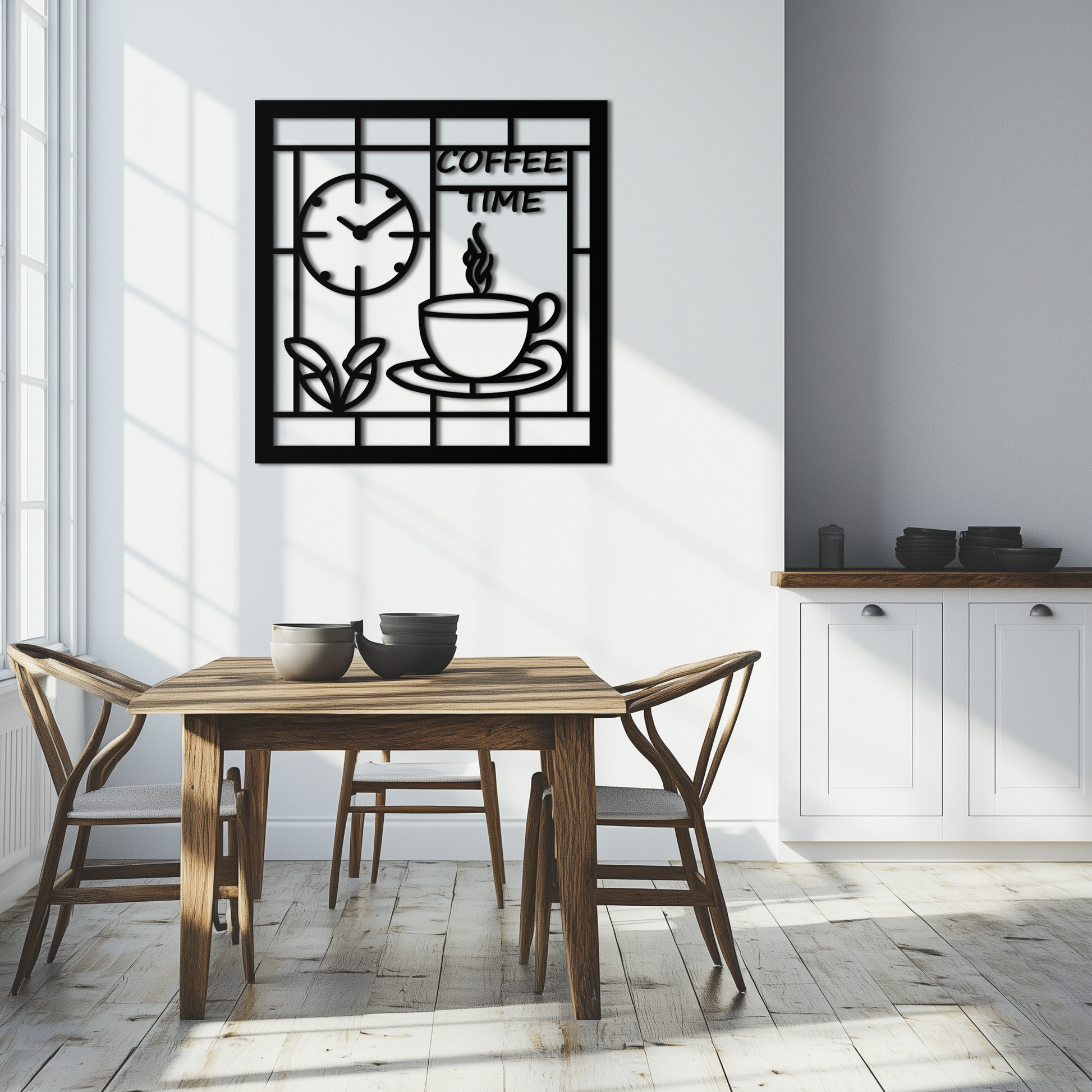 Coffee Time Metal Wall Art – Coffee Cup and Clock Design for Kitchen and Cafe Decor- KAF360 - Tampa Home & Garden Store