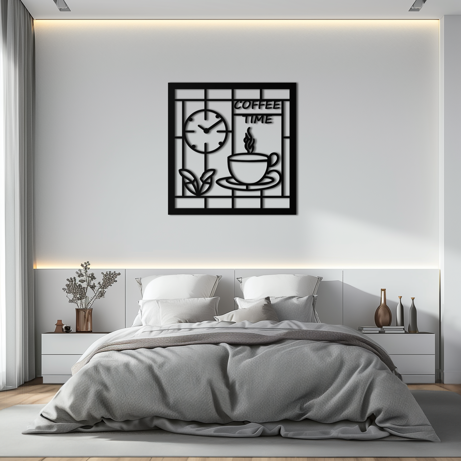 Coffee Time Metal Wall Art – Coffee Cup and Clock Design for Kitchen and Cafe Decor- KAF360 - Tampa Home & Garden Store