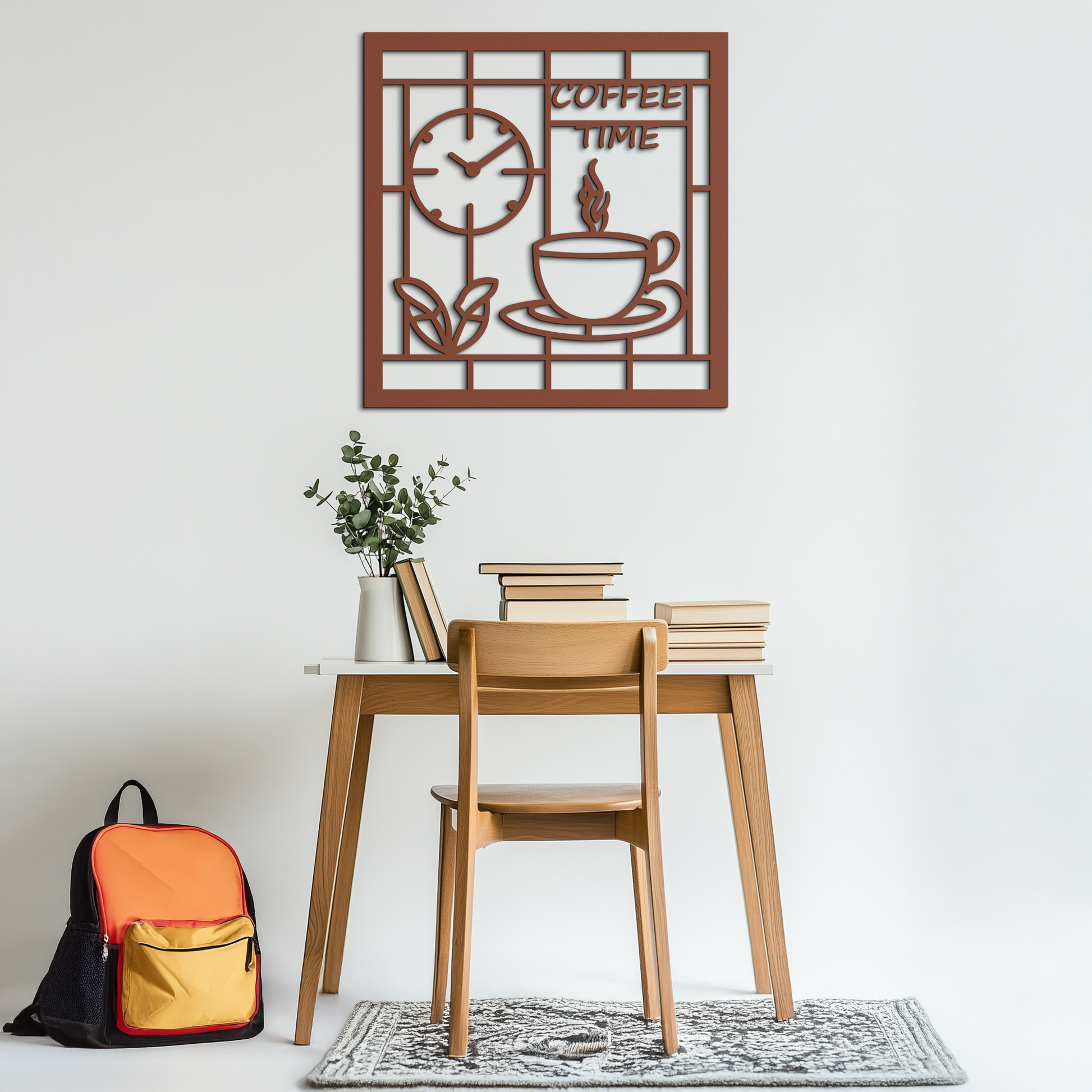 Coffee Time Metal Wall Art – Coffee Cup and Clock Design for Kitchen and Cafe Decor- KAF360 - Tampa Home & Garden Store