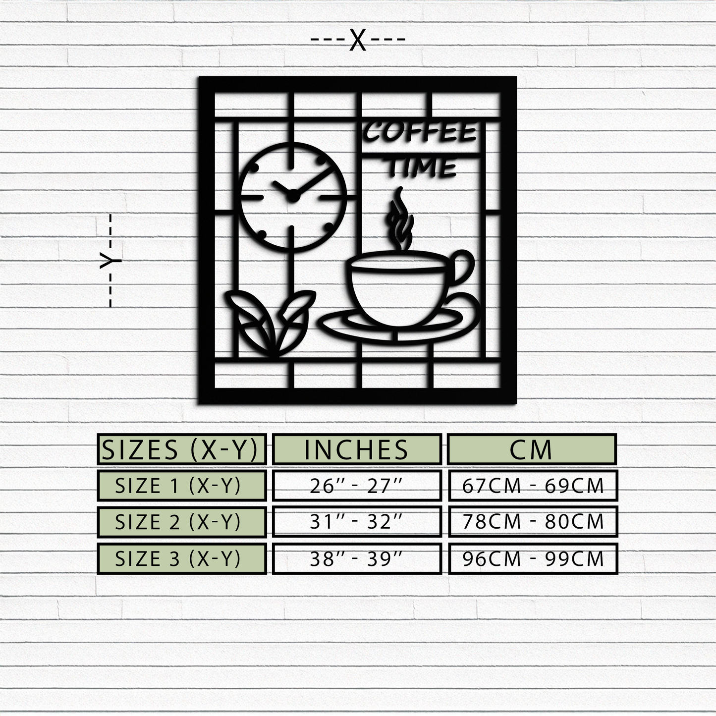 Coffee Time Metal Wall Art – Coffee Cup and Clock Design for Kitchen and Cafe Decor- KAF360 - Tampa Home & Garden Store