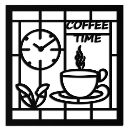 Coffee Time Metal Wall Art – Coffee Cup and Clock Design for Kitchen and Cafe Decor- KAF360 - Tampa Home & Garden Store