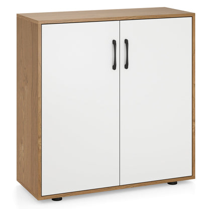 Coffee Bar Cabinet with 5-Position Adjustable Shelf for Living Room Dining Room-Natural