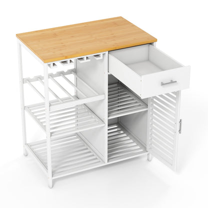 DirectDeals coffee bar cabinet with wine rack and bamboo top, white buffet with drawer on Tampa Home & Garden Store