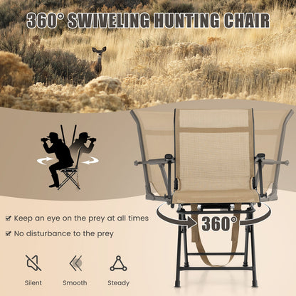 Foldable 360° swivel patio chair with armrests and mesh back beige GemGear on Tampa Home & Garden Store