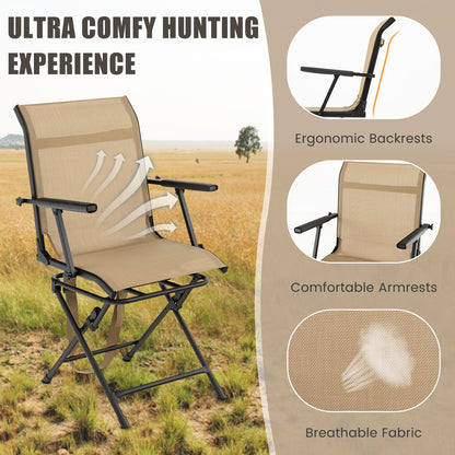 Foldable Swivel Patio Chair with Armrests and Beige Mesh Back by GemGear outdoors on Tampa Home & Garden Store