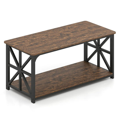 Coffee Table 2-Tier Center Table with Shelf