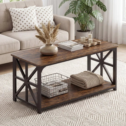 Coffee Table 2-Tier Center Table with Shelf