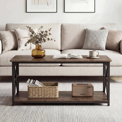 Coffee Table 2-Tier Center Table with Shelf
