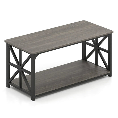 Coffee Table 2-Tier Center Table with Shelf