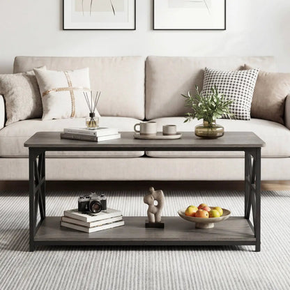Coffee Table 2-Tier Center Table with Shelf