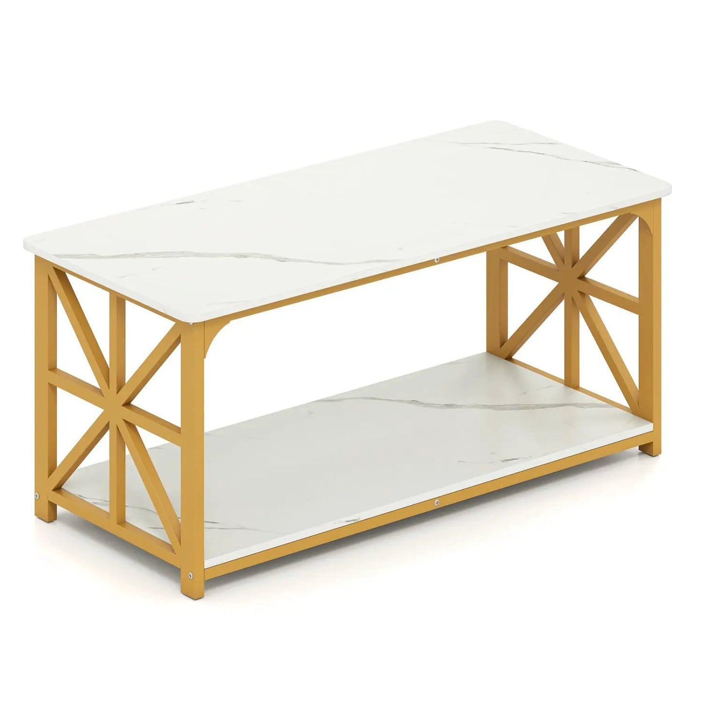 Coffee Table 2-Tier Center Table with Shelf