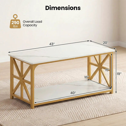 Coffee Table 2-Tier Center Table with Shelf