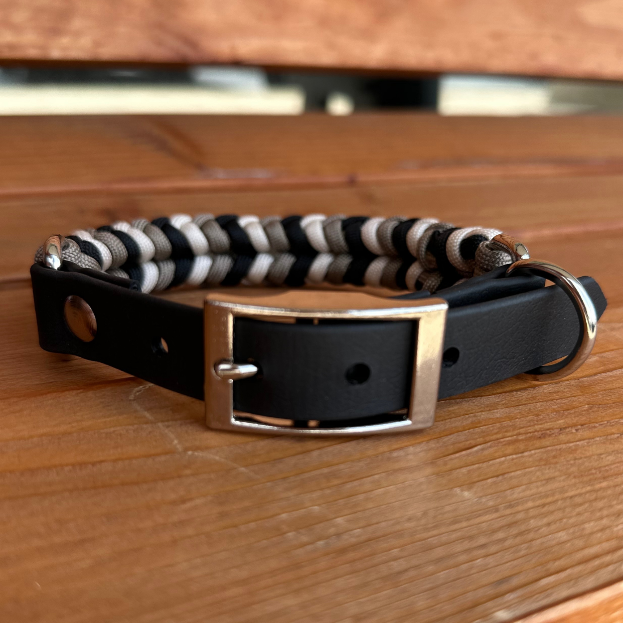 Coiled Charm Hand Braided Dog Collar in Black, Tan, & Cream - Tampa Home & Garden Store