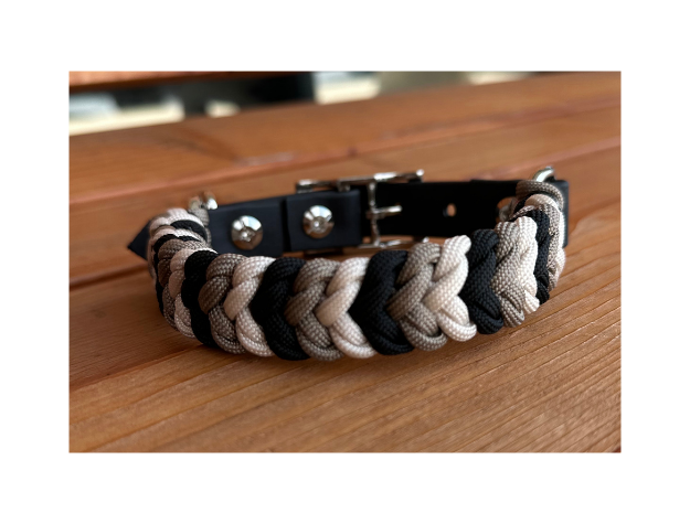 Coiled Charm Hand Braided Dog Collar in Black, Tan, & Cream - Tampa Home & Garden Store
